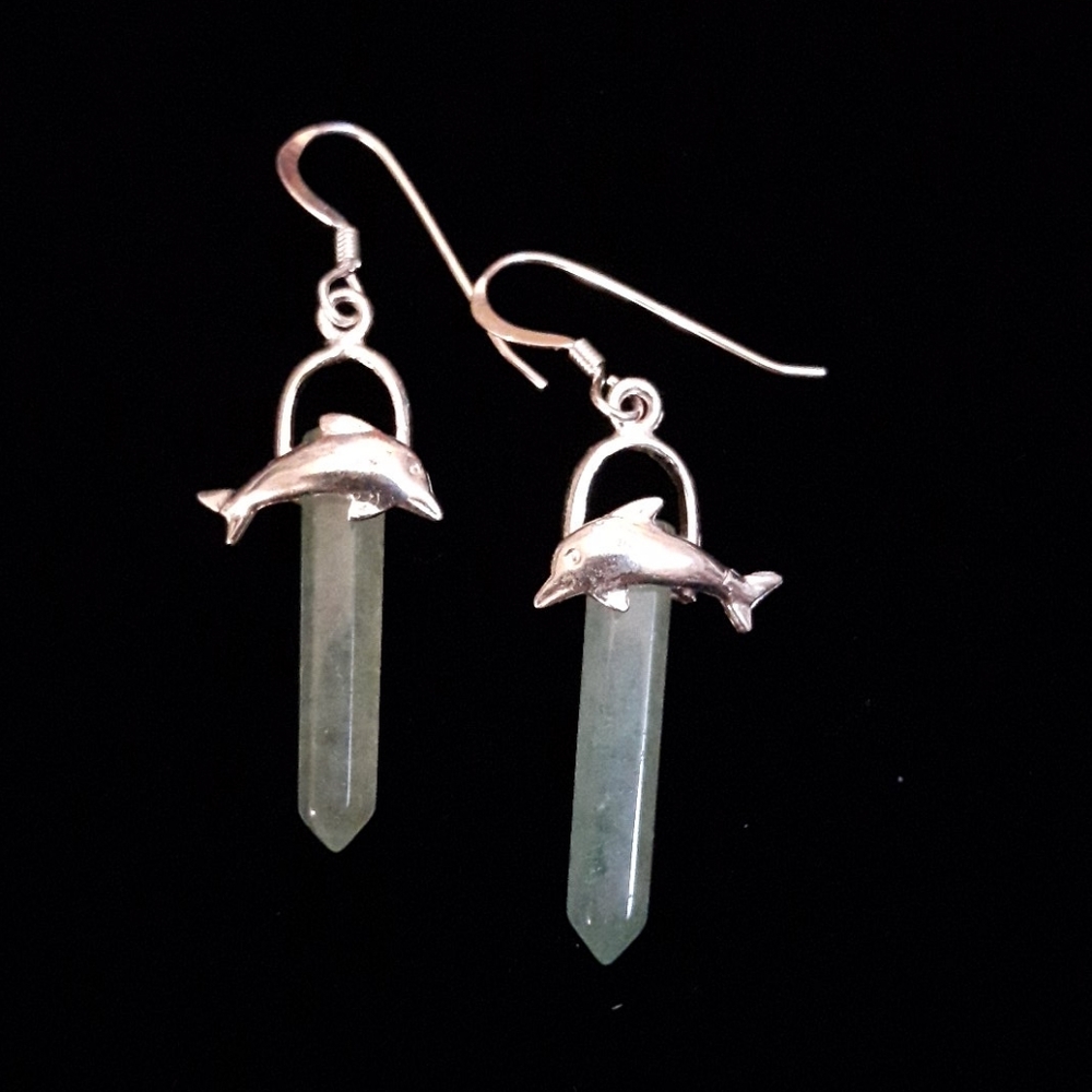 Sterling silver green adventurine earring